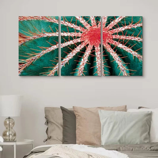 3pcs Pink & Green Southwest Botanical Metal Print Ready to Hang Art