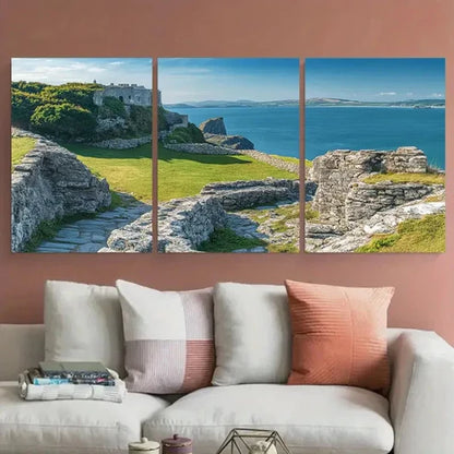 3pcs Portmeiron in Pantheon Travel Wall Art Canvas Unframed - High Quality Print 100% Australian Made Wall Canvas