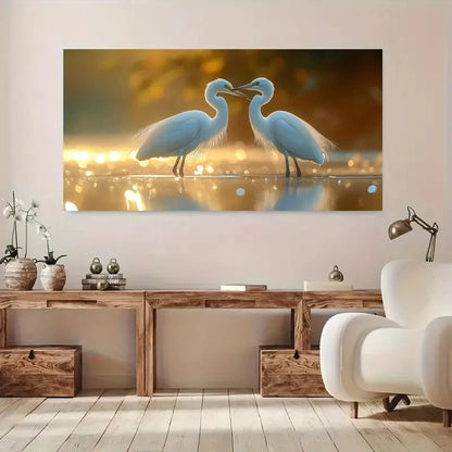 Elegant Modern White Birds wall canvas office home room framed 120x60cm - Bella Home Decor