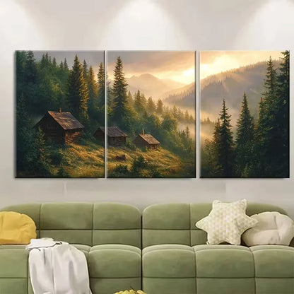 3pcs of Eastern European Carpathians Metal Print Ready to Hang Art