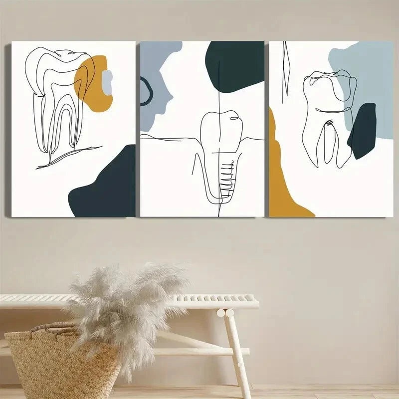 3pcs Medical Waiting Room Dental Metal Print Ready to Hang Art - Bella Home Decor