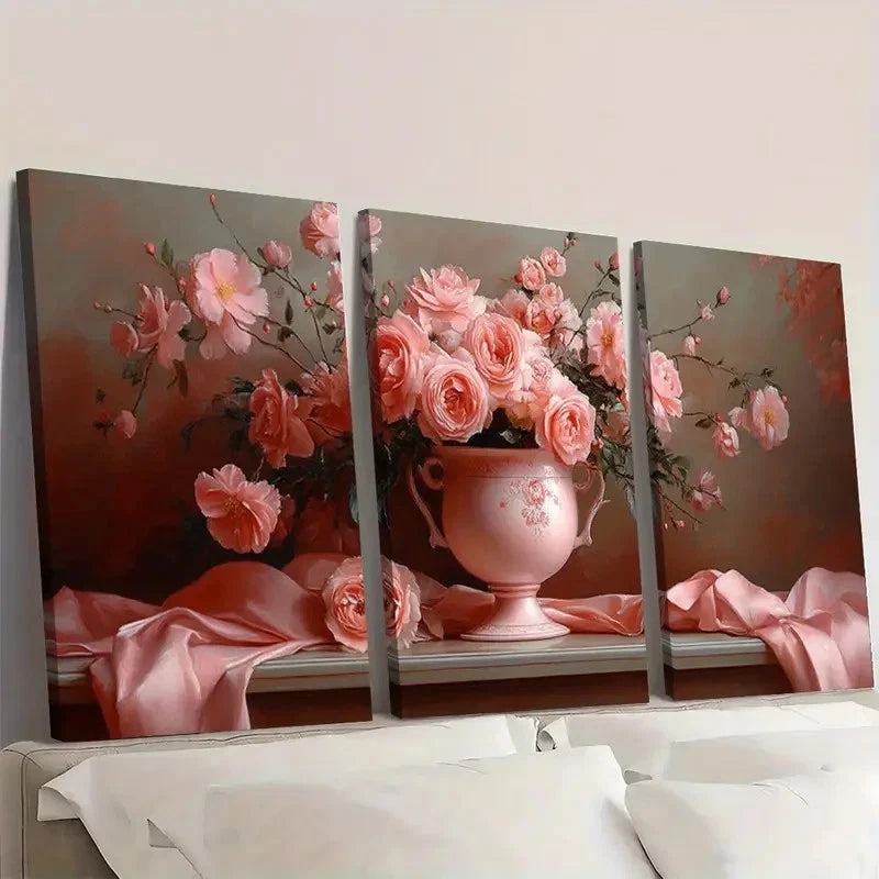 3pcs  Pink Roses and Peonie RP  Wall Art Set Canvas Framed 60x90cm - High Quality Print 100% Australian Made Wall Canvas Ready to Hang - Bella Home Decor