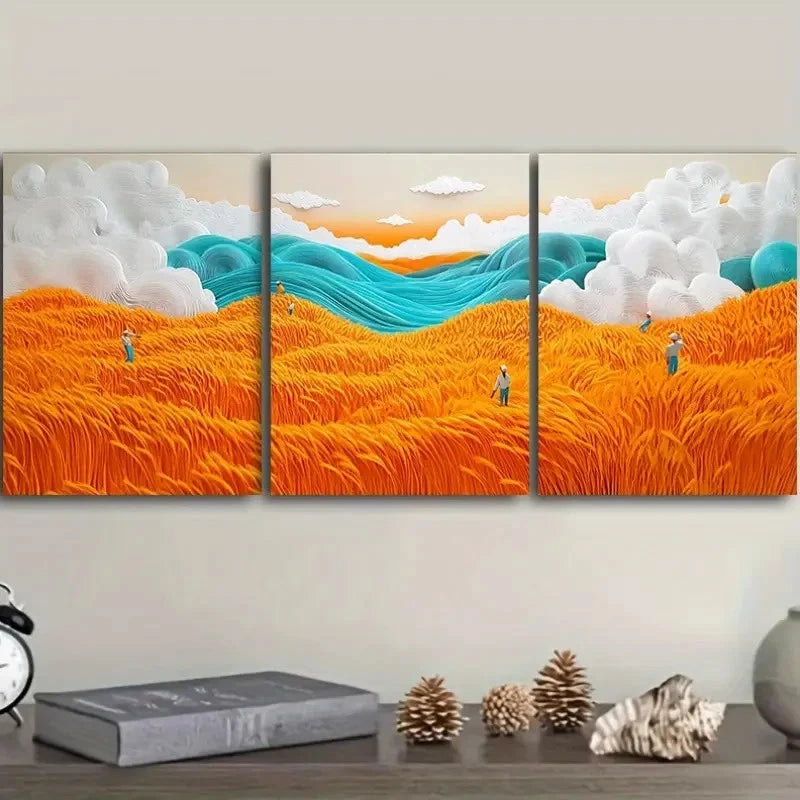 3pcs Depicting a Harvest Scene Wall Art Set Canvas Framed 40x60cm - High Quality Print 100% Australian Made Wall Canvas Ready to Hang - Bella Home Decor