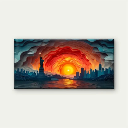 Sunset City Abstract Perfect Wall Art Canvas Office Home Room Framed 120x60cm