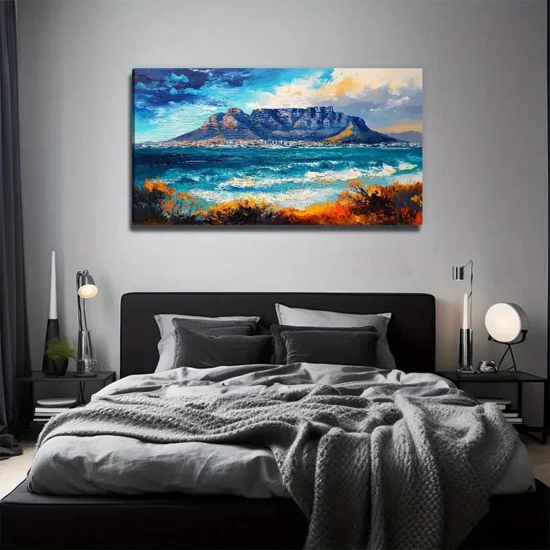 Ocean And Mountain Wall Art Canvas Office Home Room Framed 120x60cm