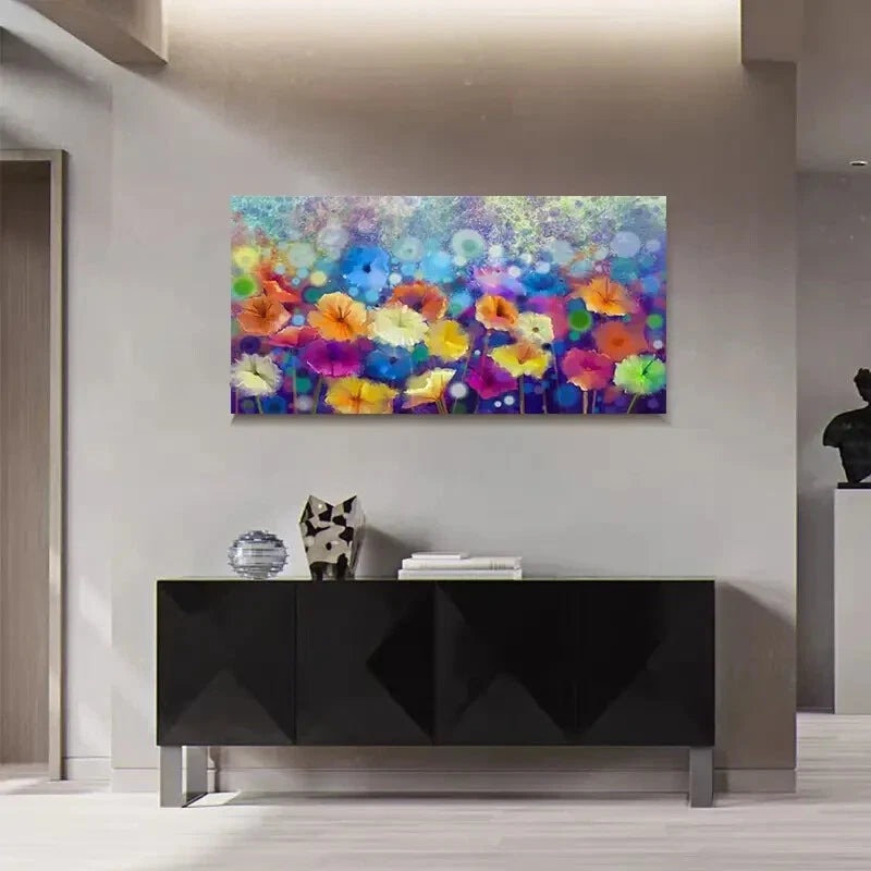 Colorful Floral Abstract Deco Wall Art Canvas Office Home Room Framed 120x60cm - Bella Home Decor