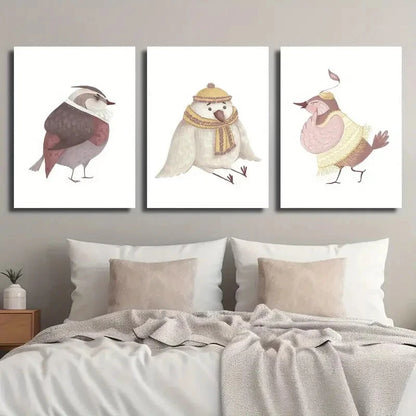 3pcs Animal Illustration Cute Cartoon Perfect Wall Art Set Canvas Framed 40x60cm - High Quality Print 100% Australian Made Wall Canvas Ready to Hang - Bella Home Decor