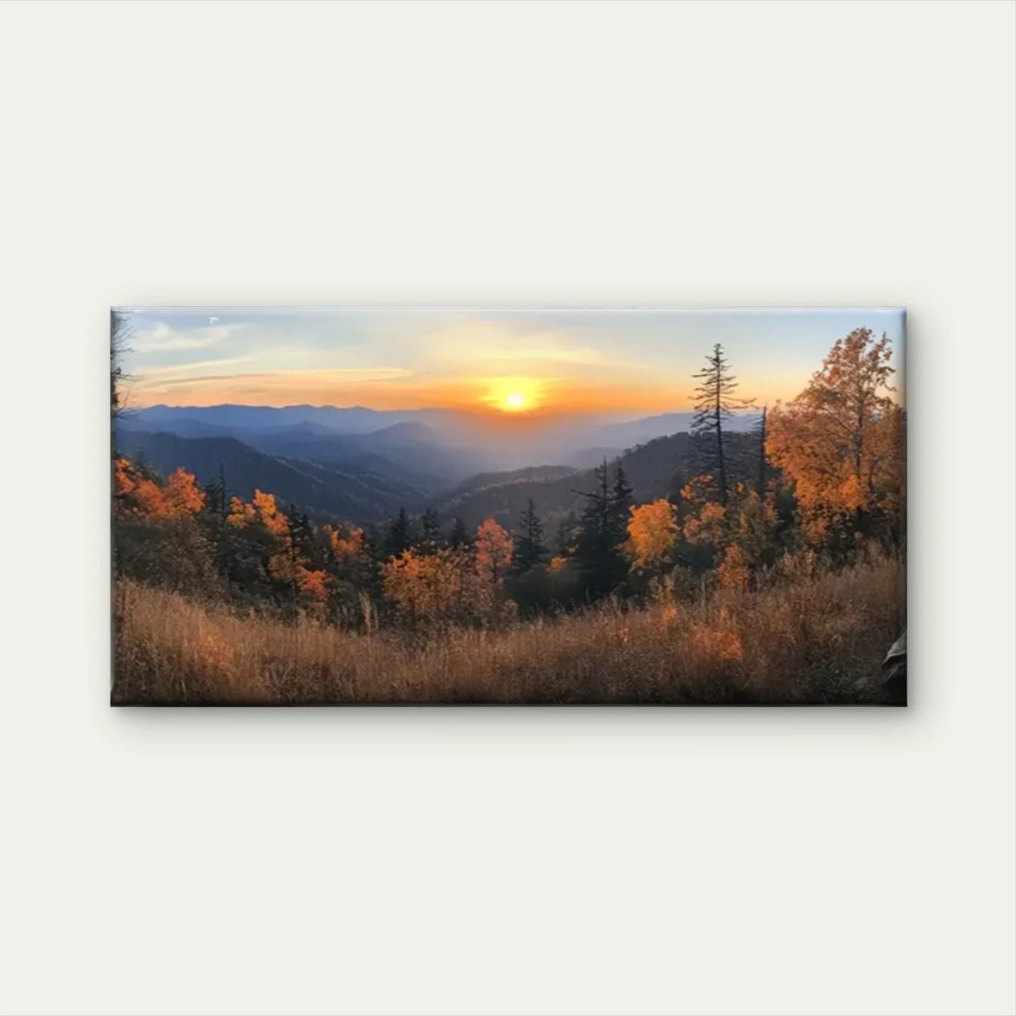 Mountain View Sunset Wall Art Canvas Office Home Room Framed 120x60cm
