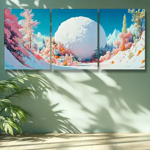 3pcs Snowball, Fruit Art Painting Wall Art Set Canvas Unframed - High Quality Print 100% Australian Made Wall Canvas