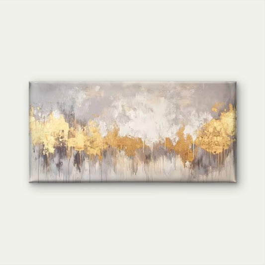 Abstract Golden & Grey Wall Art Canvas Office Home Room Framed 120x60cm