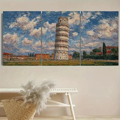 3pcs Claude Monet Leaning Tower of Pisa Wall Art Canvas Unframed - High Quality Print 100% Australian Made Wall Canvas - Bella Home Decor
