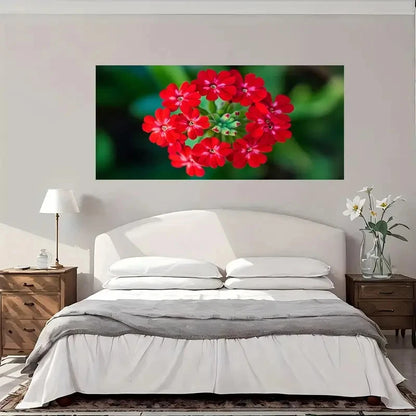 Vibrant Red Flowers Bloom Wall Art Canvas Office Home Room Framed 120x60cm