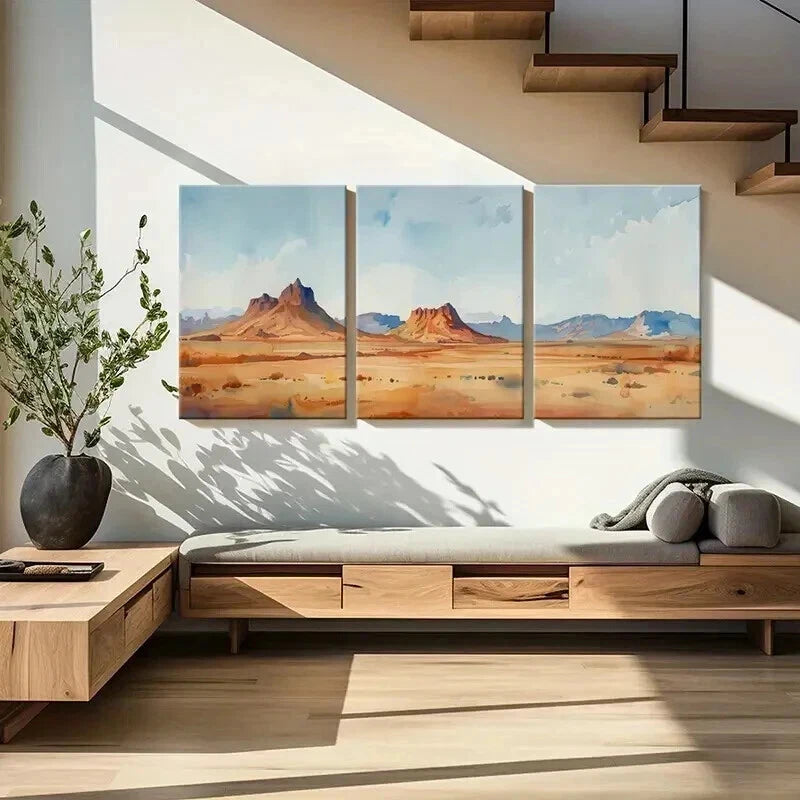 3pcs Vibrant Desert Landscape Decor Wall Art Set Canvas Framed 40x60cm - High Quality Print 100% Australian Made Wall Canvas Ready to Hang - Bella Home Decor
