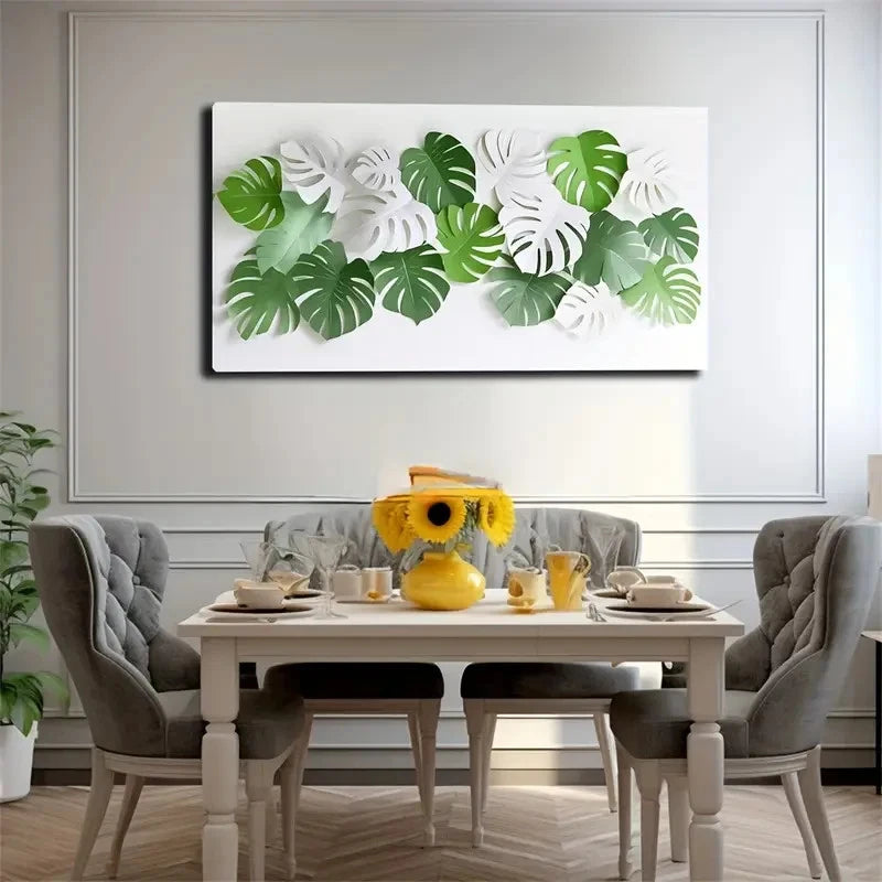Vibrant Mons Tera & Palm Leaf Wall Art Canvas Office Home Room Framed 120x60cm