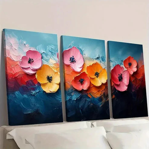 3pcs Botanical Print Classic Flowers Wall Art Canvas Unframed - High Quality Print 100% Australian Made Wall Canvas - Bella Home Decor