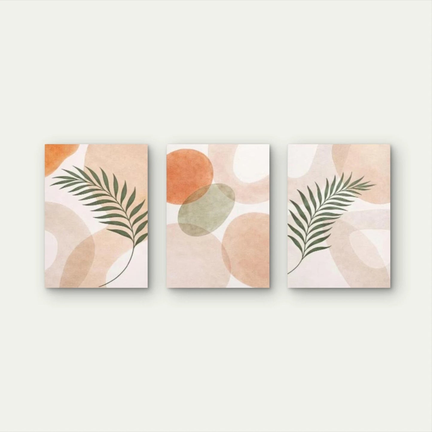 3pcs Abstract Terracotta Boho Palm Leaves Wall Art Set Canvas Framed 40x60cm - High Quality Print 100% Australian Made Wall Canvas Ready to Hang - Bella Home Decor