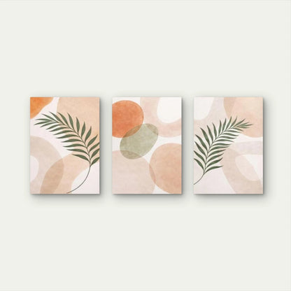 3pcs Abstract Terracotta Boho Palm Leaves Wall Art Set Canvas Framed 40x60cm - High Quality Print 100% Australian Made Wall Canvas Ready to Hang - Bella Home Decor