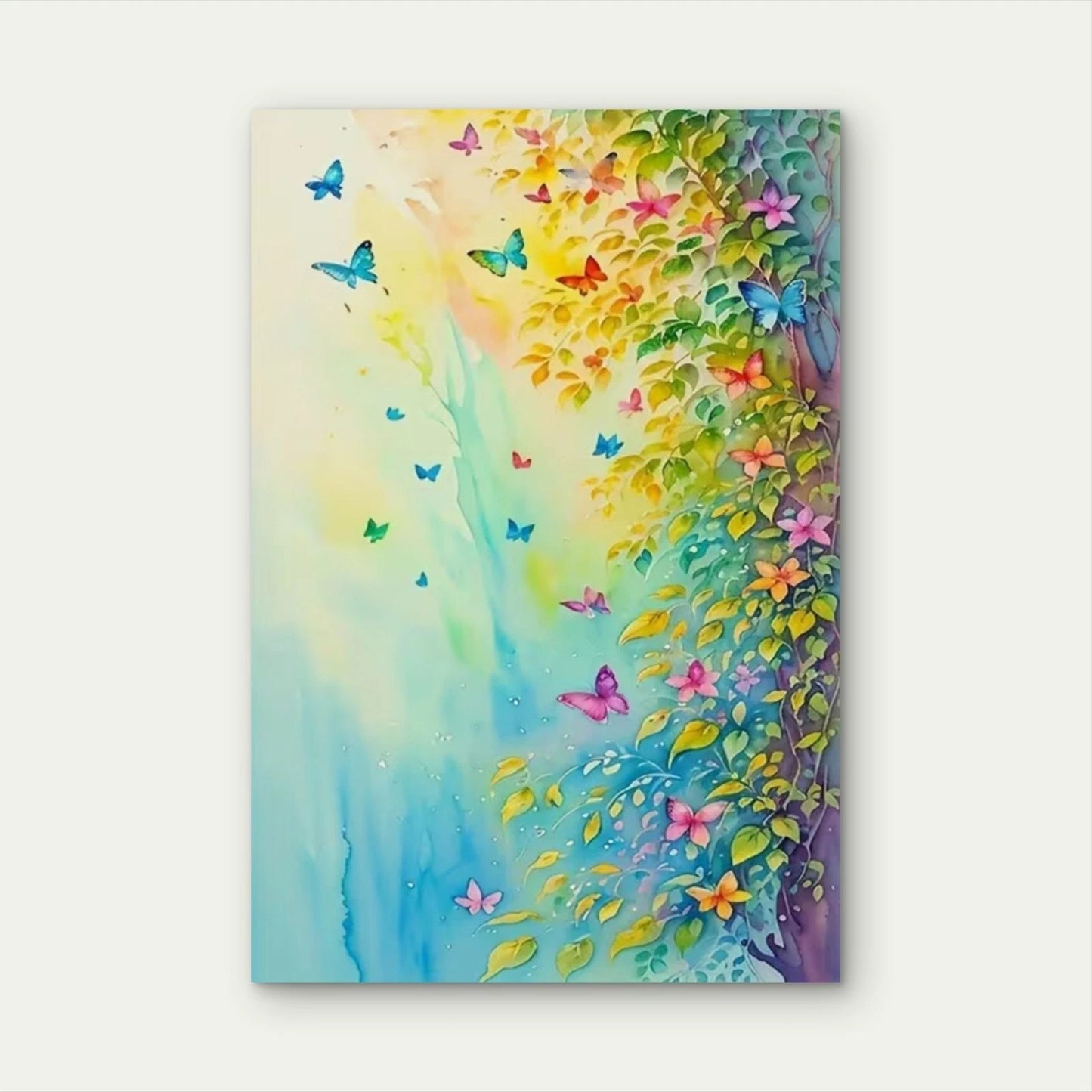 Colorful Butterflies & Lush Foliage 60x90cm Metal Print Ready to Hang
