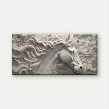 Horse Head Flowing Mane & Tail Wall Art Canvas Office Home Room Framed 120x60cm