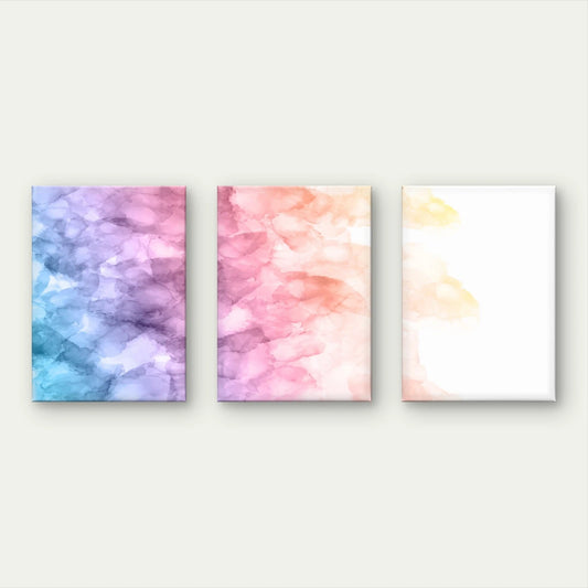 3pcs Colourful Pastel Watercolour Wash and Ink Wall Art Set Canvas Framed 60x90cm - High Quality Print 100% Australian Made Wall Canvas Ready to Hang