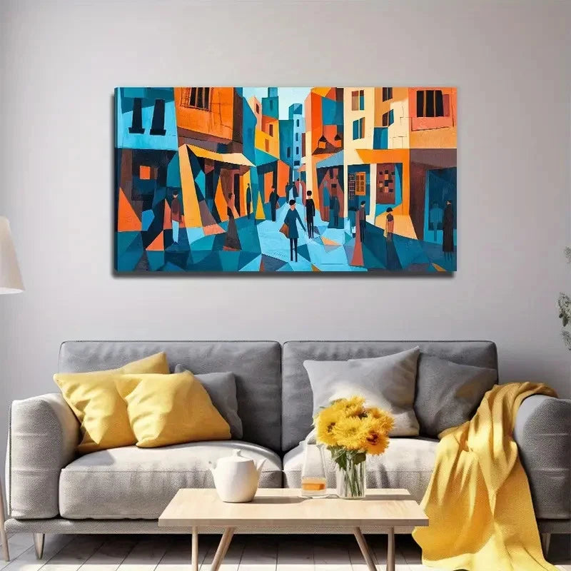 Modern Bohemian Abstract Street Wall Art Canvas Office Home Room Framed 120x60cm