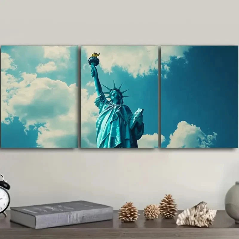 3pcs Statue of Liberty in USA  Wall Art Set Canvas Framed 60x90cm - High Quality Print 100% Australian Made Wall Canvas Ready to Hang