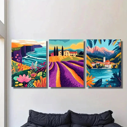 3pcs Countryside farmhouse art, ocean, Metal Print Ready to Hang Art