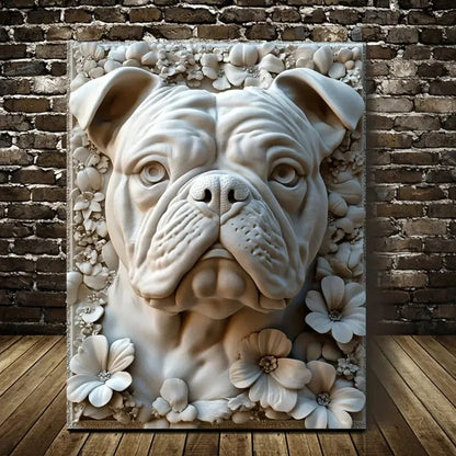 Beautiful English Bulldog Heart Painting 40x60cm Metal Print Ready to Hang - Bella Home Decor