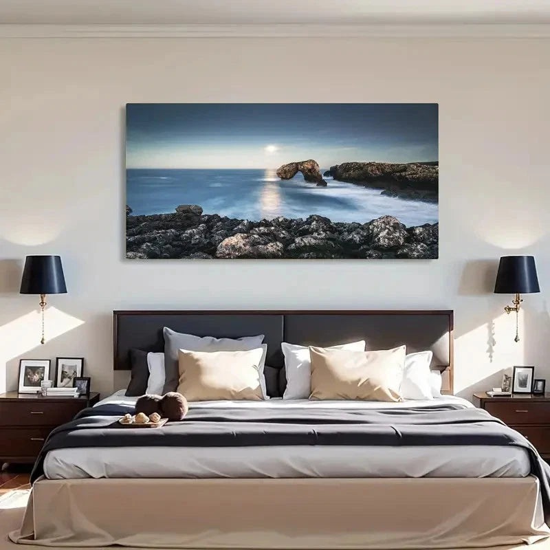 Coastal Horizon Ocean View Wall Art Canvas Office Home Room Framed 120x60cm - Bella Home Decor