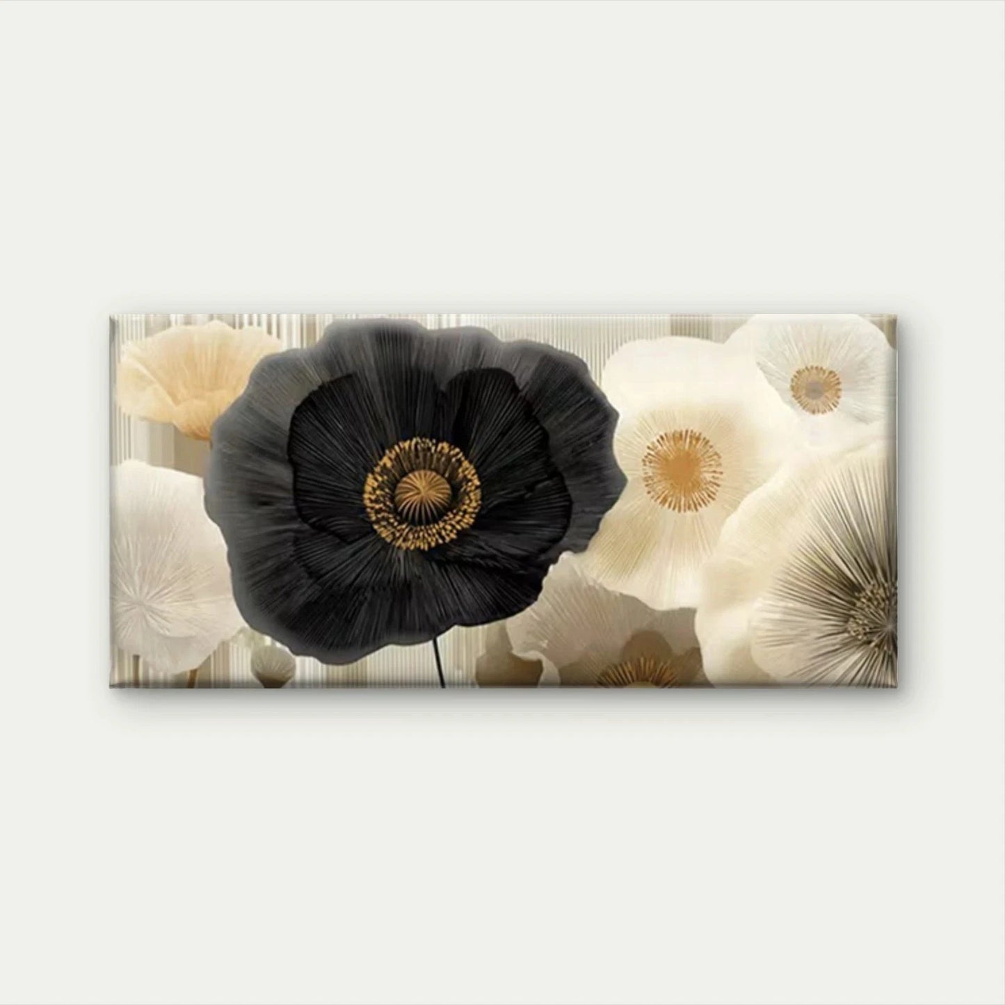 Black Ivory Flower Wall Art Canvas Office Home Room Framed 120x60cm