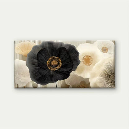 Black Ivory Flower Wall Art Canvas Office Home Room Framed 120x60cm