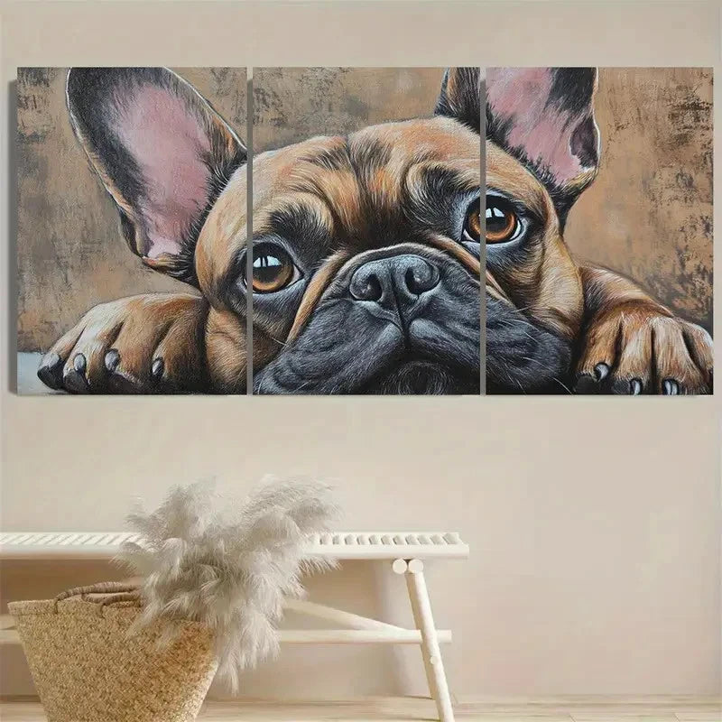 3pcs French Bulldog Wall Art Set Canvas Framed 40x60cm - High Quality Print 100% Australian Made Wall Canvas Ready to Hang - Bella Home Decor