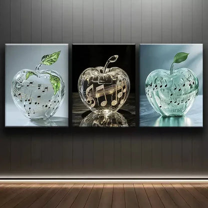 3pcs Notes Apple Wall Art Canvas Unframed - High Quality Print 100% Australian Made Wall Canvas
