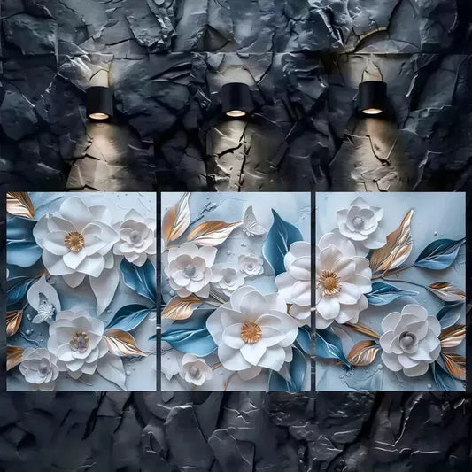 3pcs Floral Wall Art Set Canvas Framed 50x70cm - High Quality Print 100% Australian Made Wall Canvas Ready to Hang