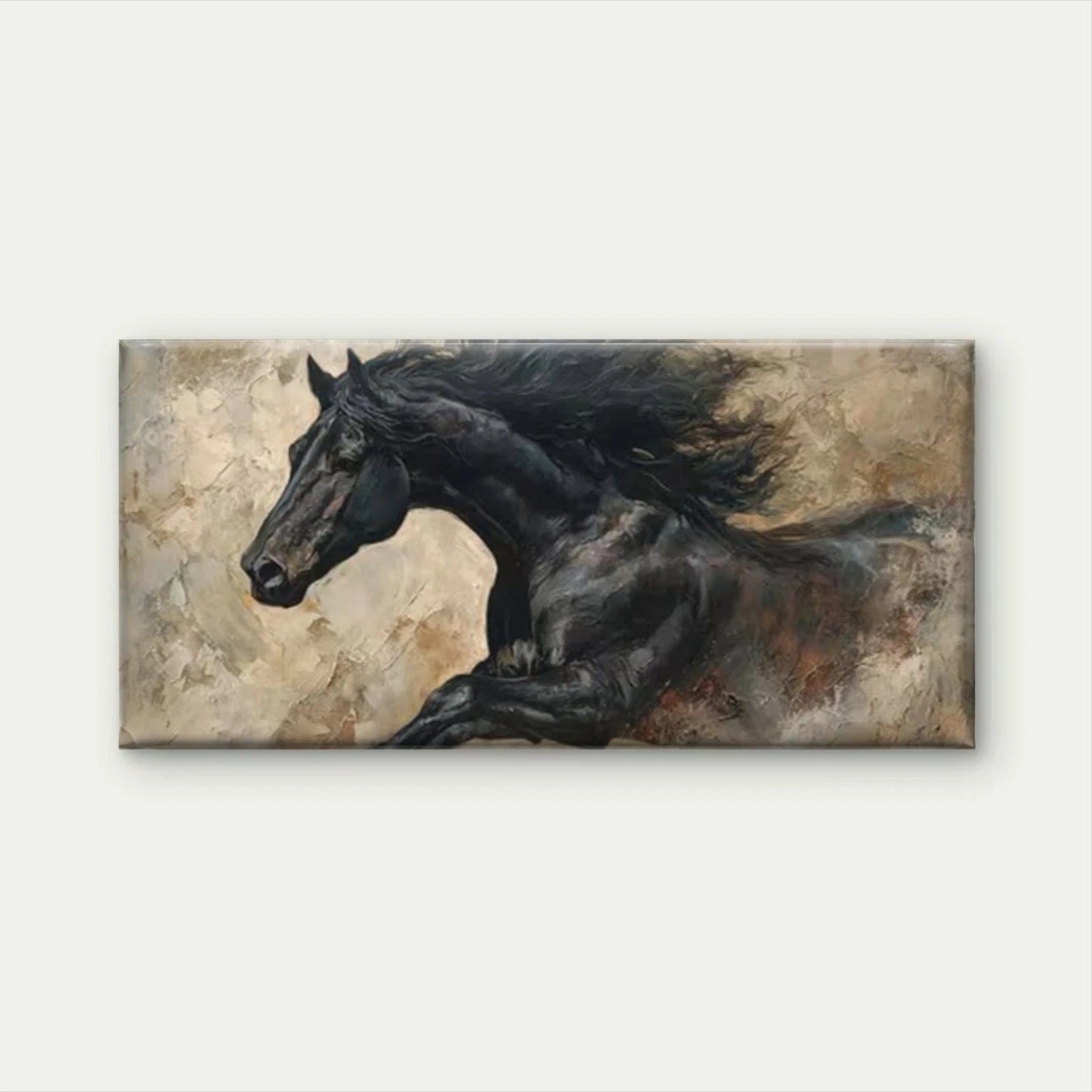 Running Horse Rustic Vintage Wall Art Canvas Office Home Room Framed 120x60cm