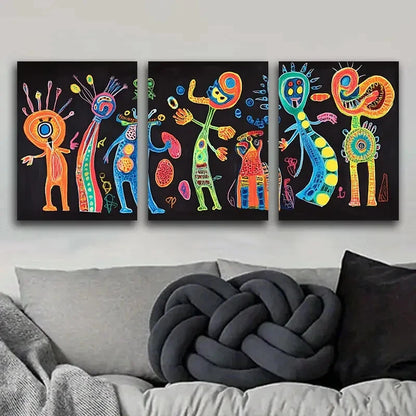 3pcs Surreal Character Graffiti Metal Print Ready to Hang Art