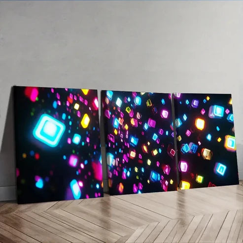 3pcs Colorful neon lights Wall Art Canvas Unframed - High Quality Print 100% Australian Made Wall Canvas - Bella Home Decor