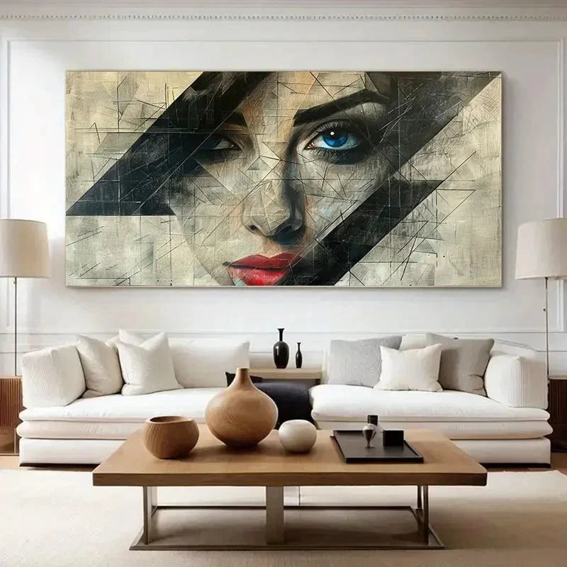 Extra-Large Abstract Geometric Wall Art Canvas Office Home Room Framed 120x60cm