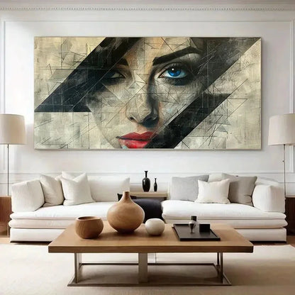 Extra-Large Abstract Geometric Wall Art Canvas Office Home Room Framed 120x60cm