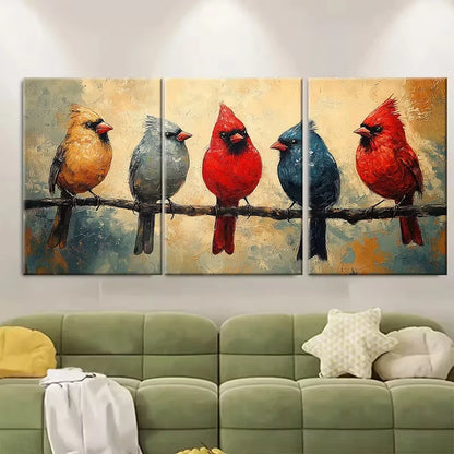 3pcs , Red Birds Metal Print Ready to Hang Art - Bella Home Decor