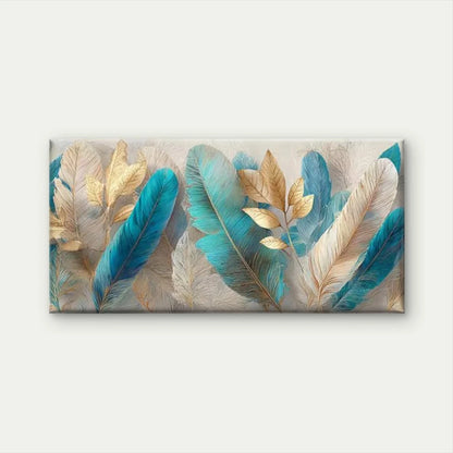 Art Deco Style Feather Design Wall Art Canvas Office Home Room Framed 120x60cm