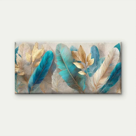 Art Deco Style Feather Design Wall Art Canvas Office Home Room Framed 120x60cm