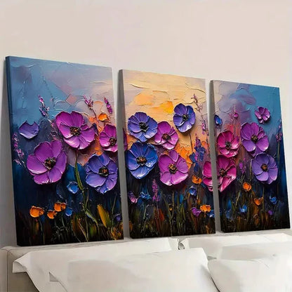 3pcs Showcases a Textured  Meadow TMWall Art Set Canvas Unframed - High Quality Print 100% Australian Made Wall Canvas