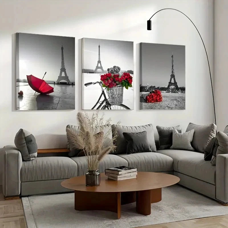 3pcs Eiffel Tower Classic & Modern ECM   Wall Art Set Canvas Framed 50x70cm - High Quality Print 100% Australian Made Wall Canvas Ready to Hang - Bella Home Decor
