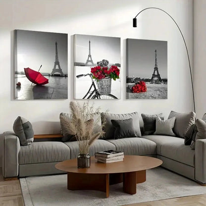 3pcs Eiffel Tower Classic & Modern ECM   Wall Art Set Canvas Framed 50x70cm - High Quality Print 100% Australian Made Wall Canvas Ready to Hang - Bella Home Decor