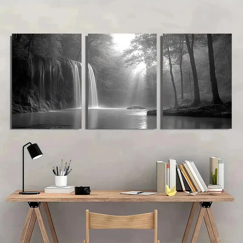 3pcs Haunting Black And White Forest Wall Art Set Canvas Framed 40x60cm - High Quality Print 100% Australian Made Wall Canvas Ready to Hang - Bella Home Decor