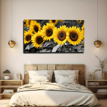 Vibrant Yellow Sunflowers Wall Art Canvas Office Home Room Framed 120x60cm