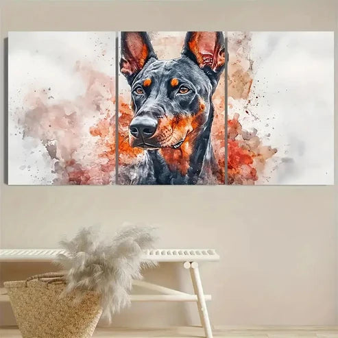 3pcs Cyberpunk Dobermann Pinscher Wall Art Set Canvas Unframed - High Quality Print 100% Australian Made Wall Canvas - Bella Home Decor
