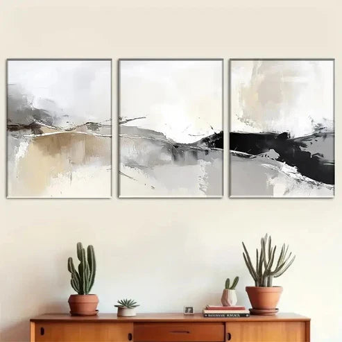 3pcs Neutral Tones, Minimalist Geometric Wall Art Set Canvas Unframed - High Quality Print 100% Australian Made Wall Canvas