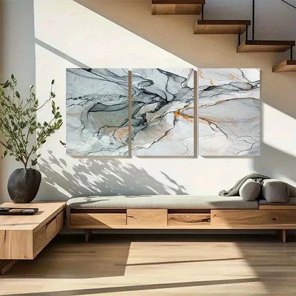 3pcs Abstract Marble Design Stone Effect Metal Print Ready to Hang Art - Bella Home Decor